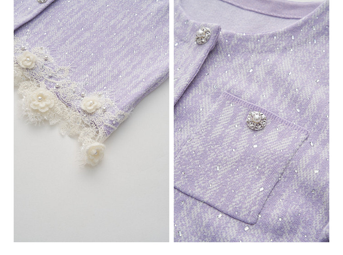 Lavender_purple Knit Two-Piece Dress