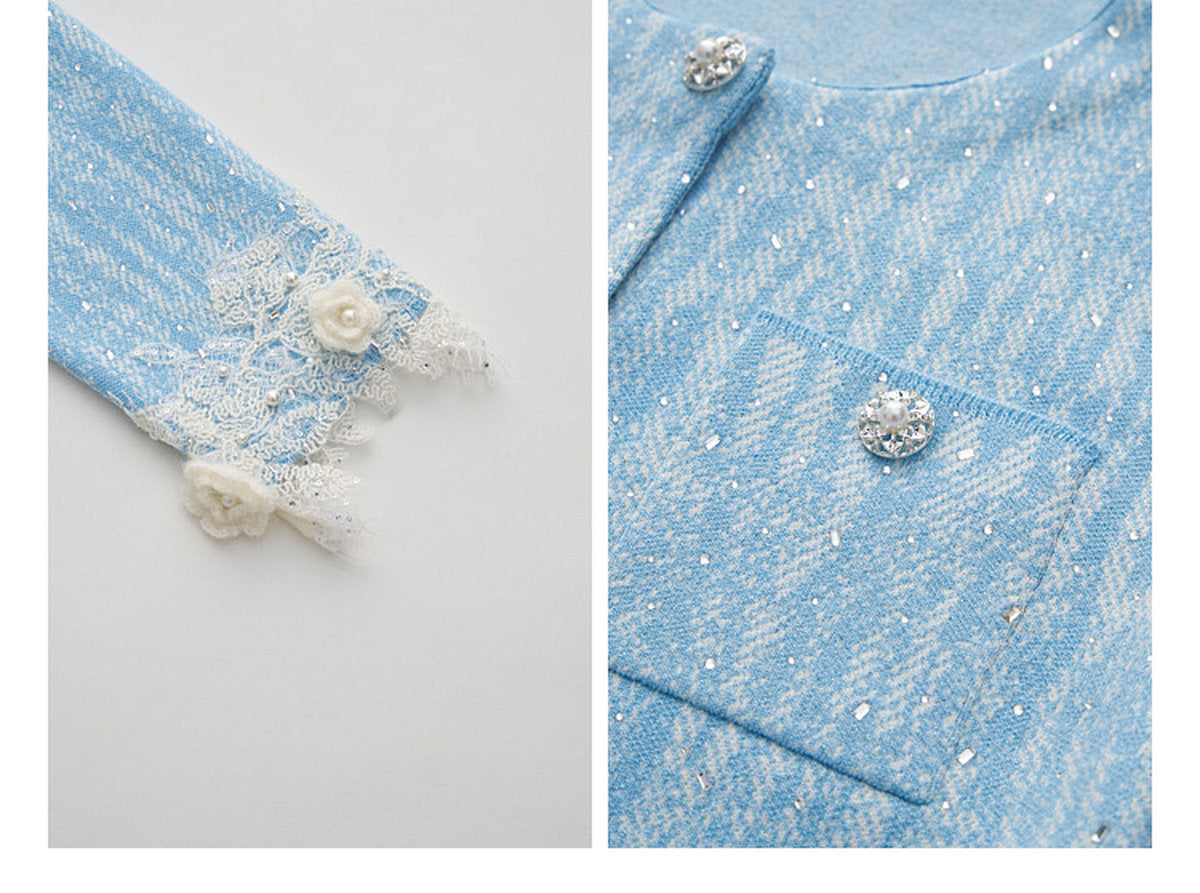Blue Wave_Blue Knit Two-Piece Dress