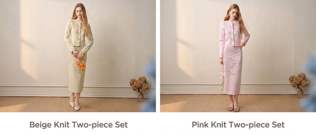 Soft Autumn Charm_Light Green Knit Two-Piece Set