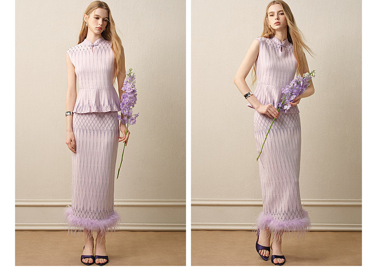 Purple Mist Galaxy_Light Purple Knit Two-Piece Set