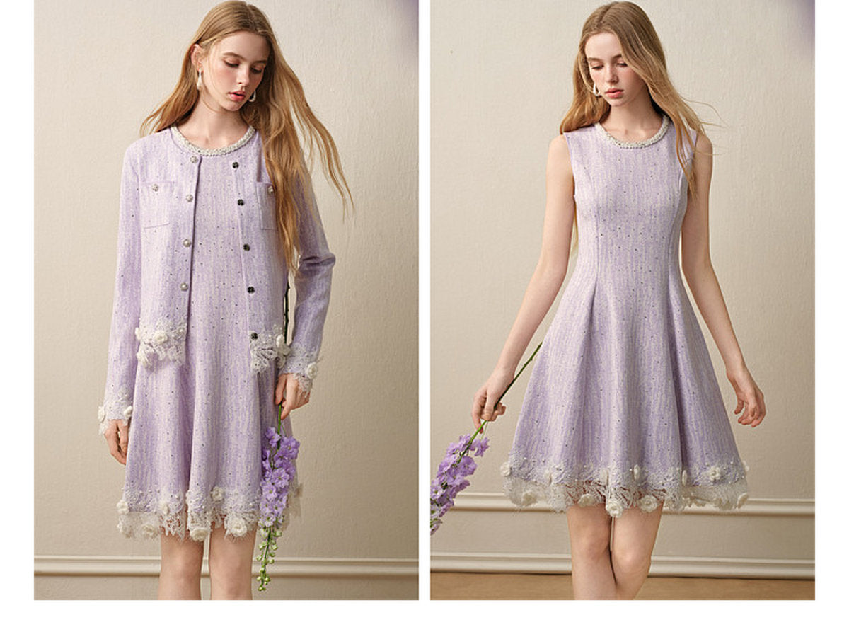 Misty Purple Haze_Light Purple Knit Two-Piece Set