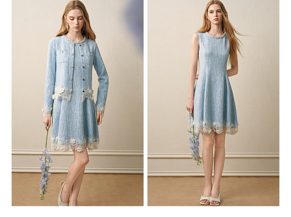 Azure Mist_Light Blue Knit Two-Piece Set