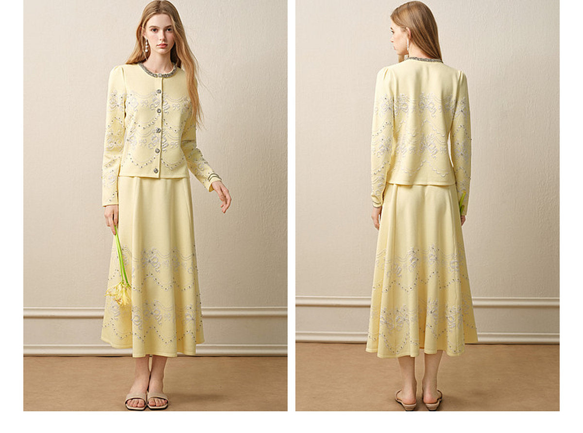 RoCoCo Memory_Pale Yellow Knit Long Dress
