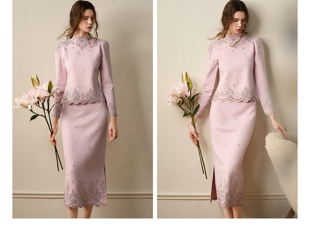 RoCoCo_Pink Knit Two-Piece Dress