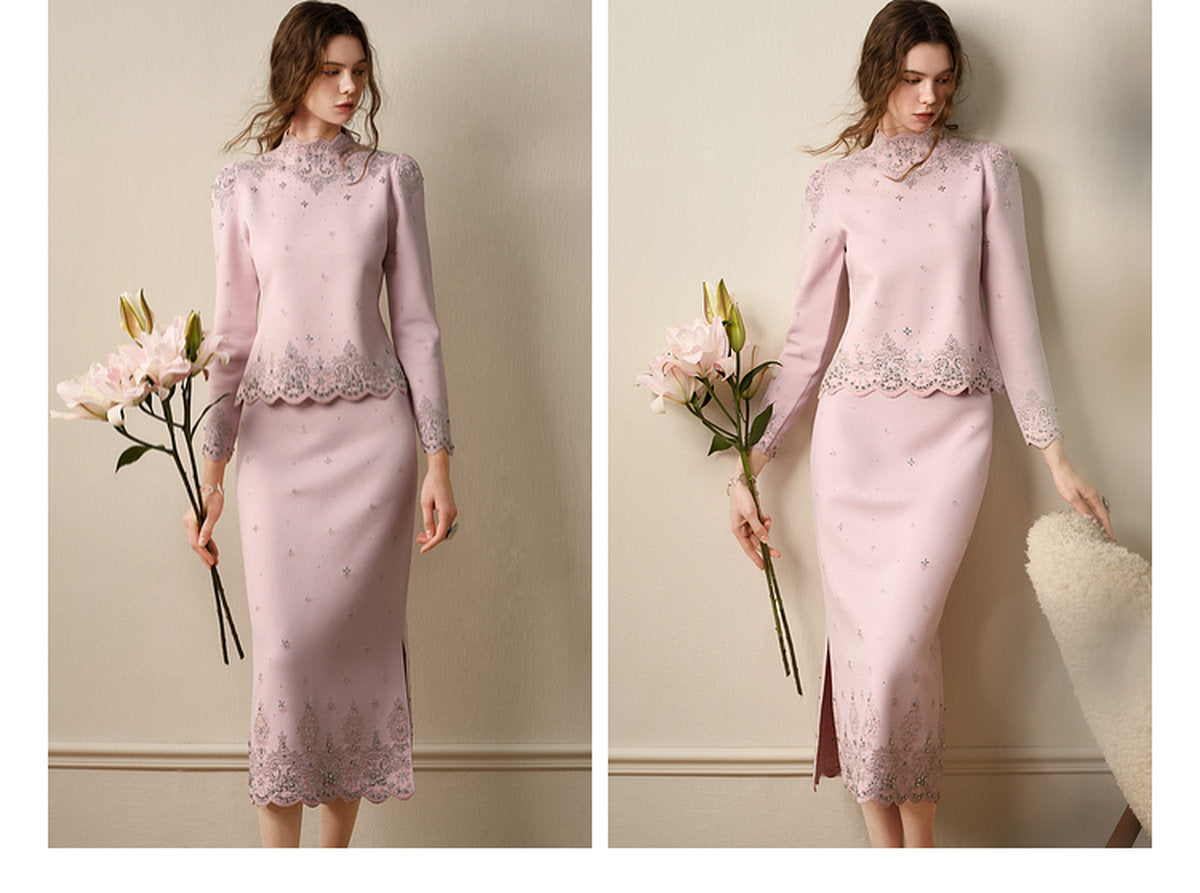 RoCoCo_Pink Knit Two-Piece Dress