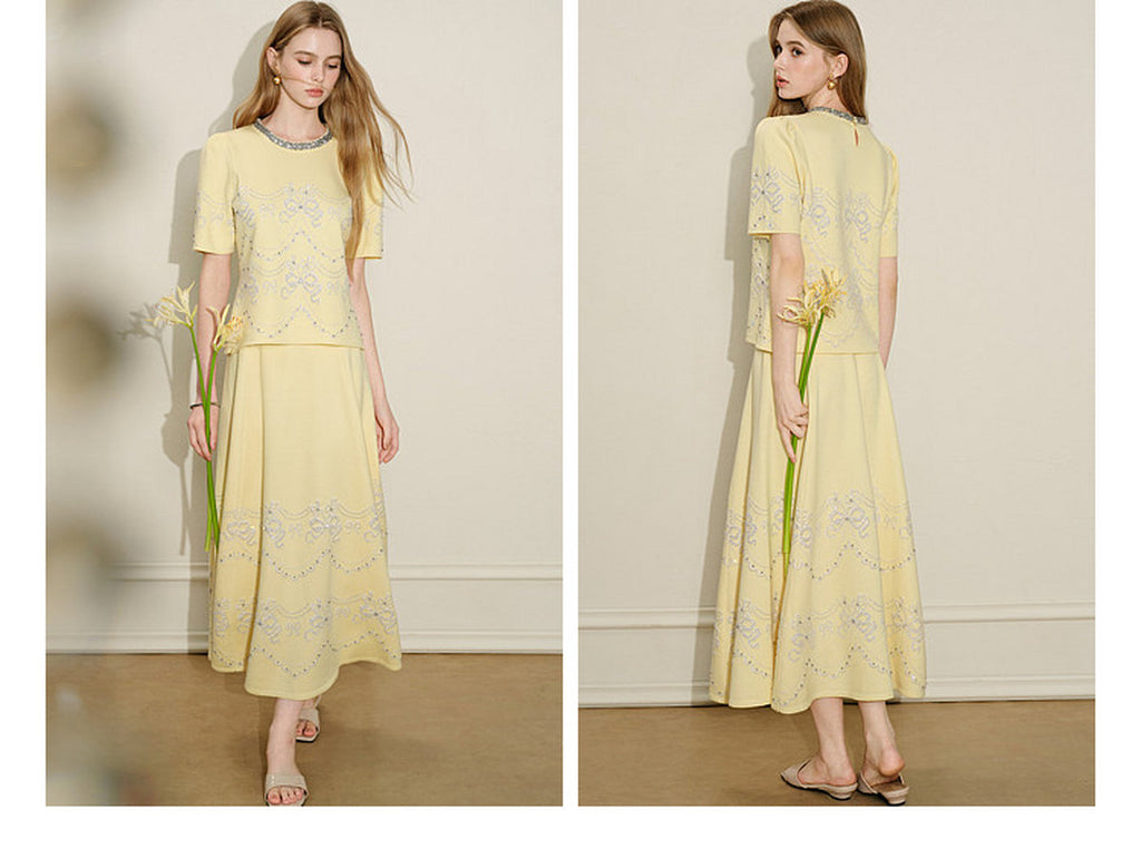 Lemon Baroque_Light Yellow Knit Two-Piece Set