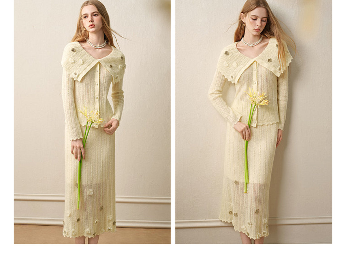 Knitted Lapel Two-Piece Set