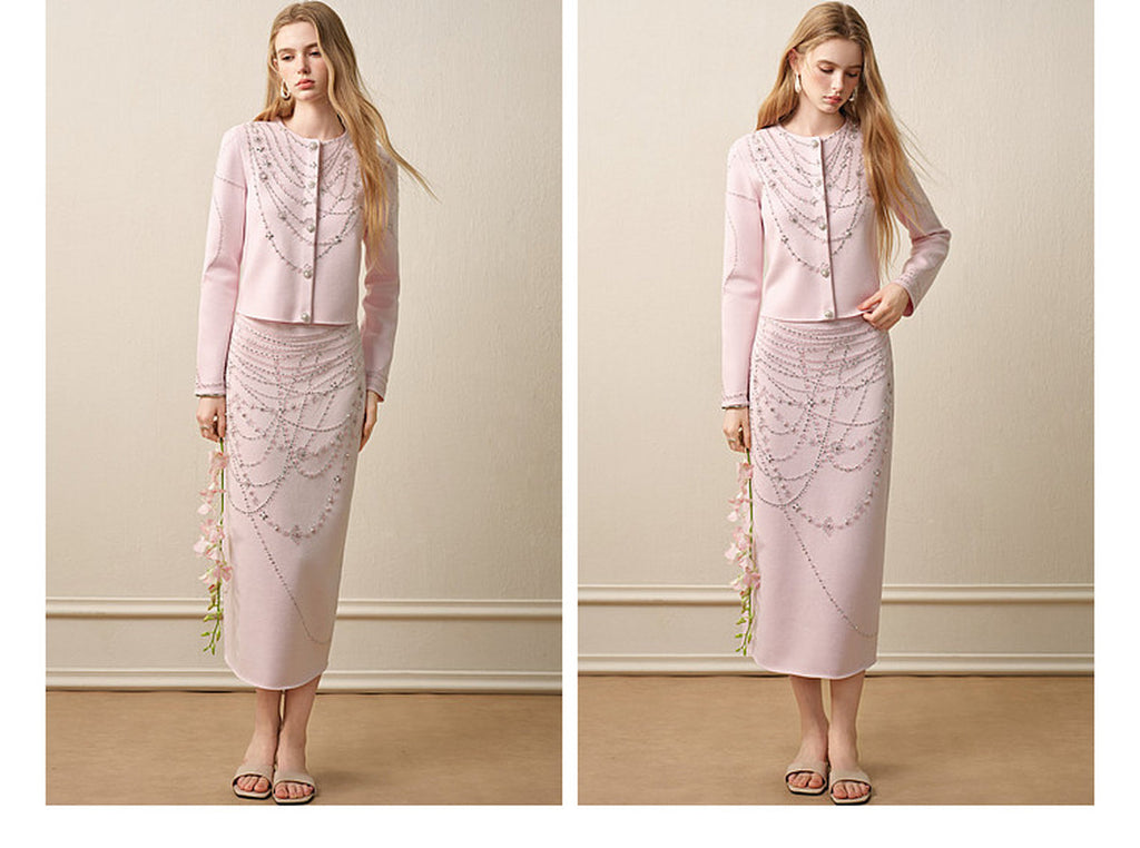 Autumn Tale_Light Pink Knit Two-Piece Set