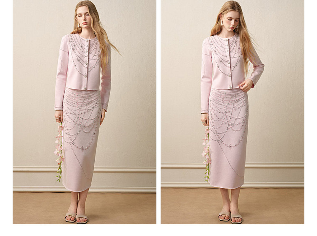Autumn Tale_Light Pink Knit Two-Piece Set