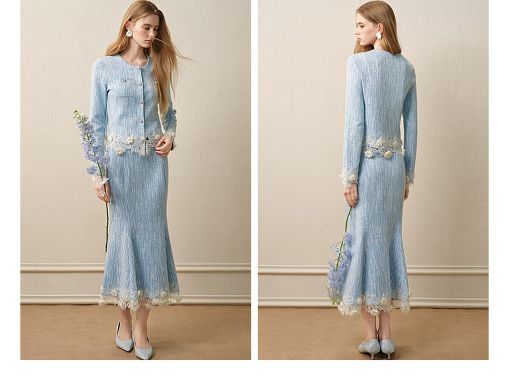 Blue Wave_Blue Knit Two-Piece Dress