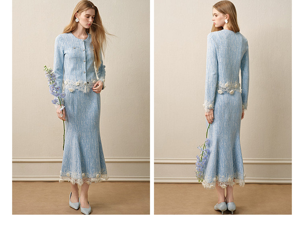 Blue Wave_Blue Knit Two-Piece Dress