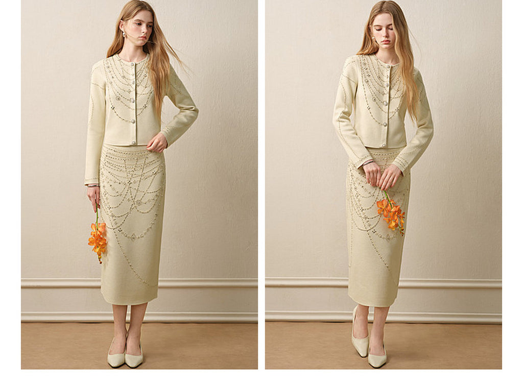 Soft Autumn Charm_Light Green Knit Two-Piece Set