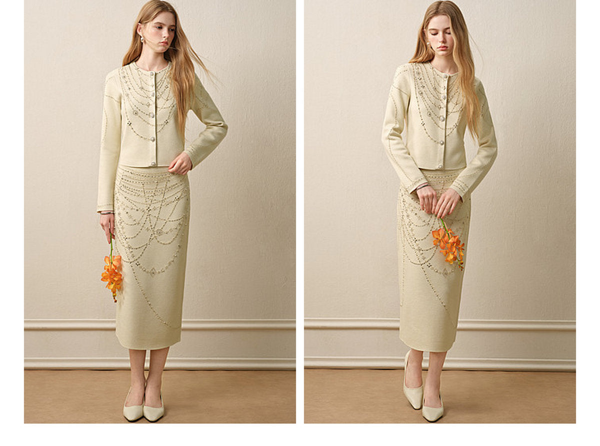 Soft Autumn Charm_Light Green Knit Two-Piece Set