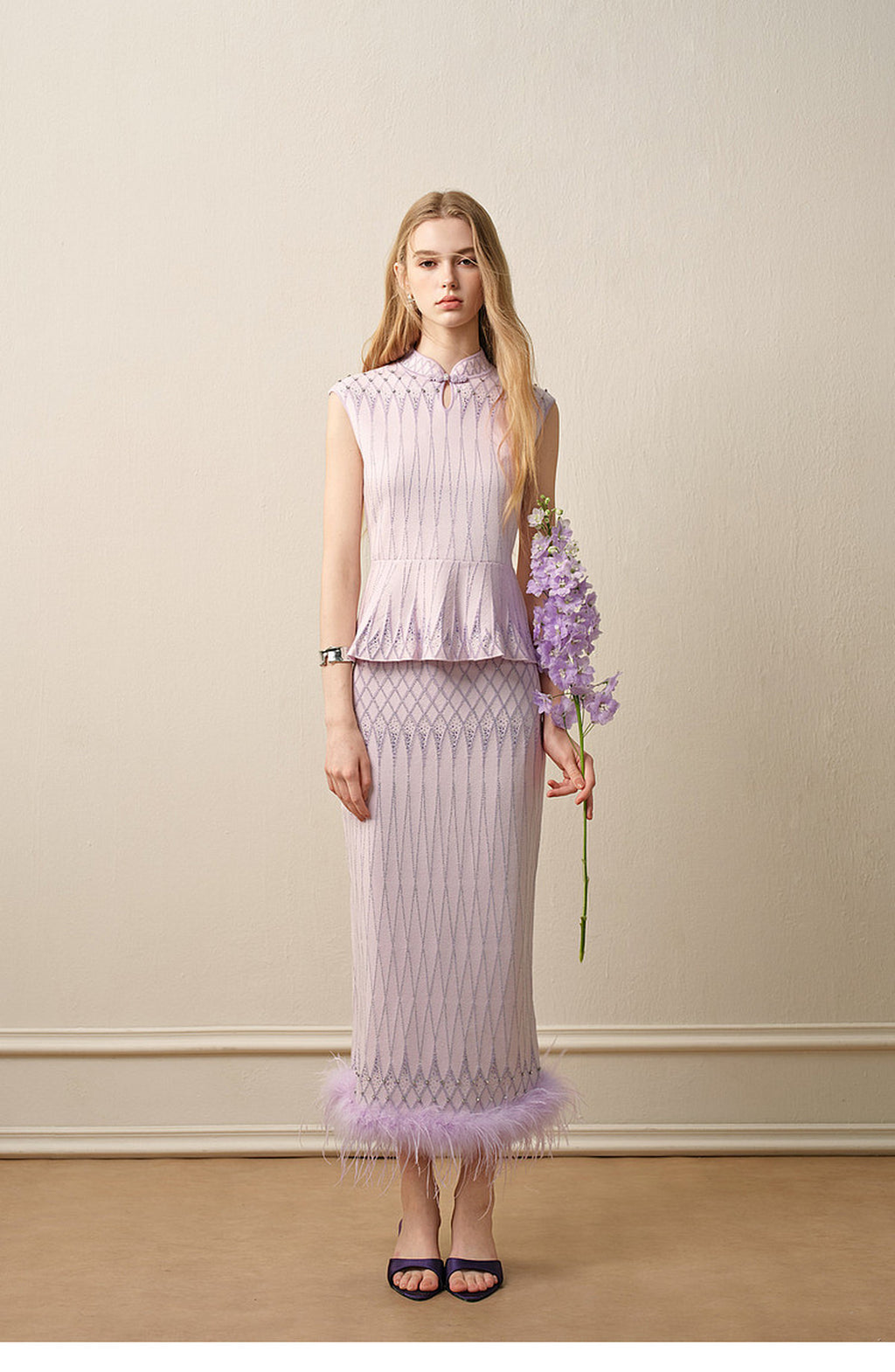 Purple Mist Galaxy_Light Purple Knit Two-Piece Set