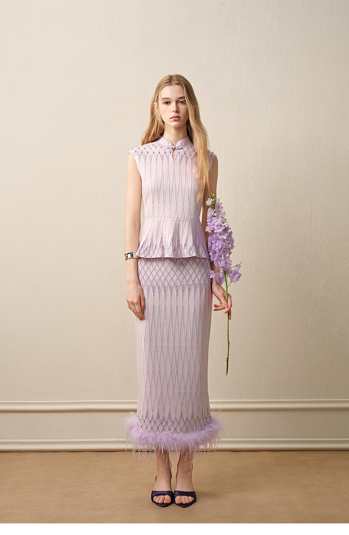 Purple Mist Galaxy_Light Purple Knit Two-Piece Set