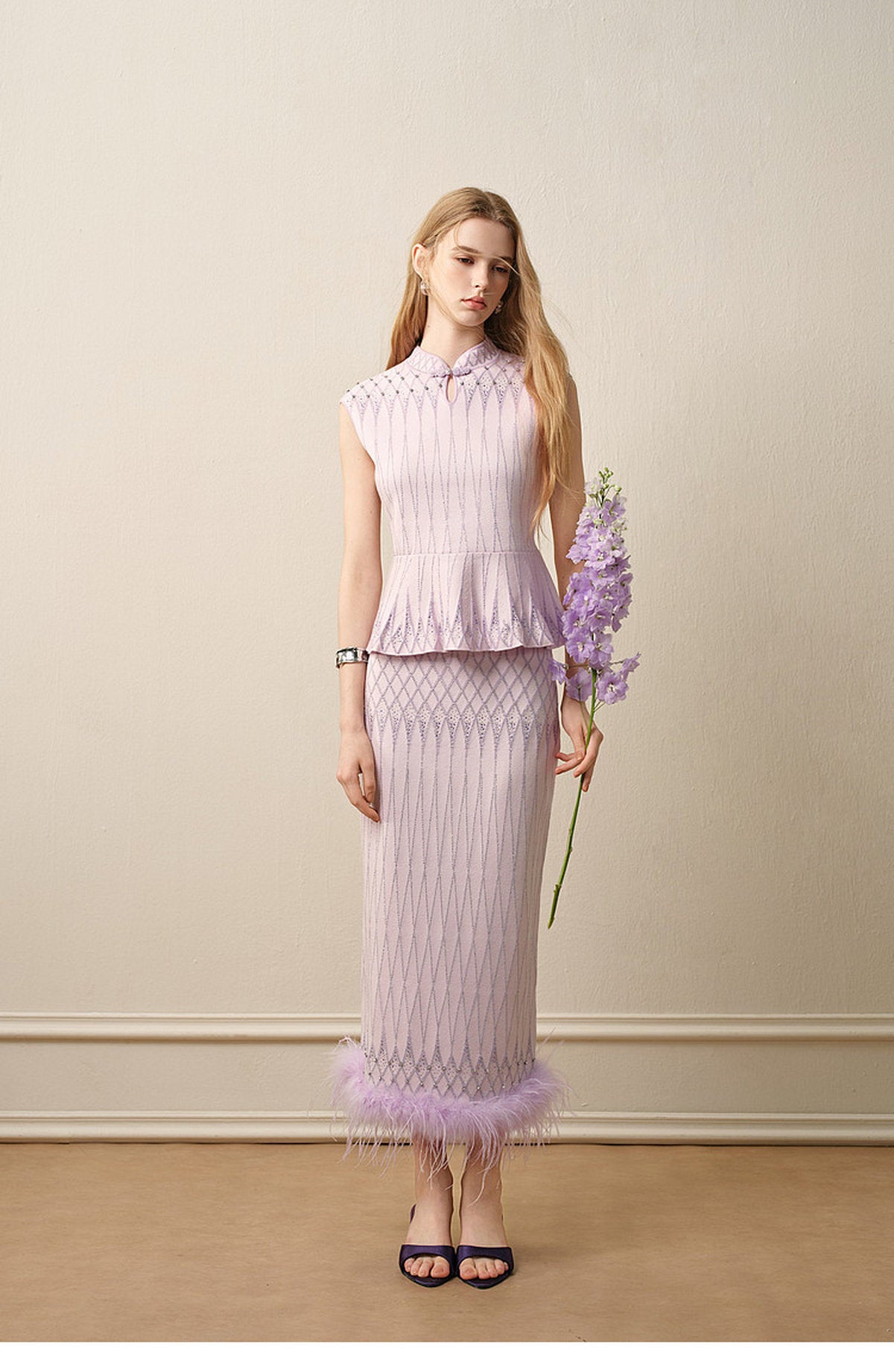 Purple Mist Galaxy_Light Purple Knit Two-Piece Set