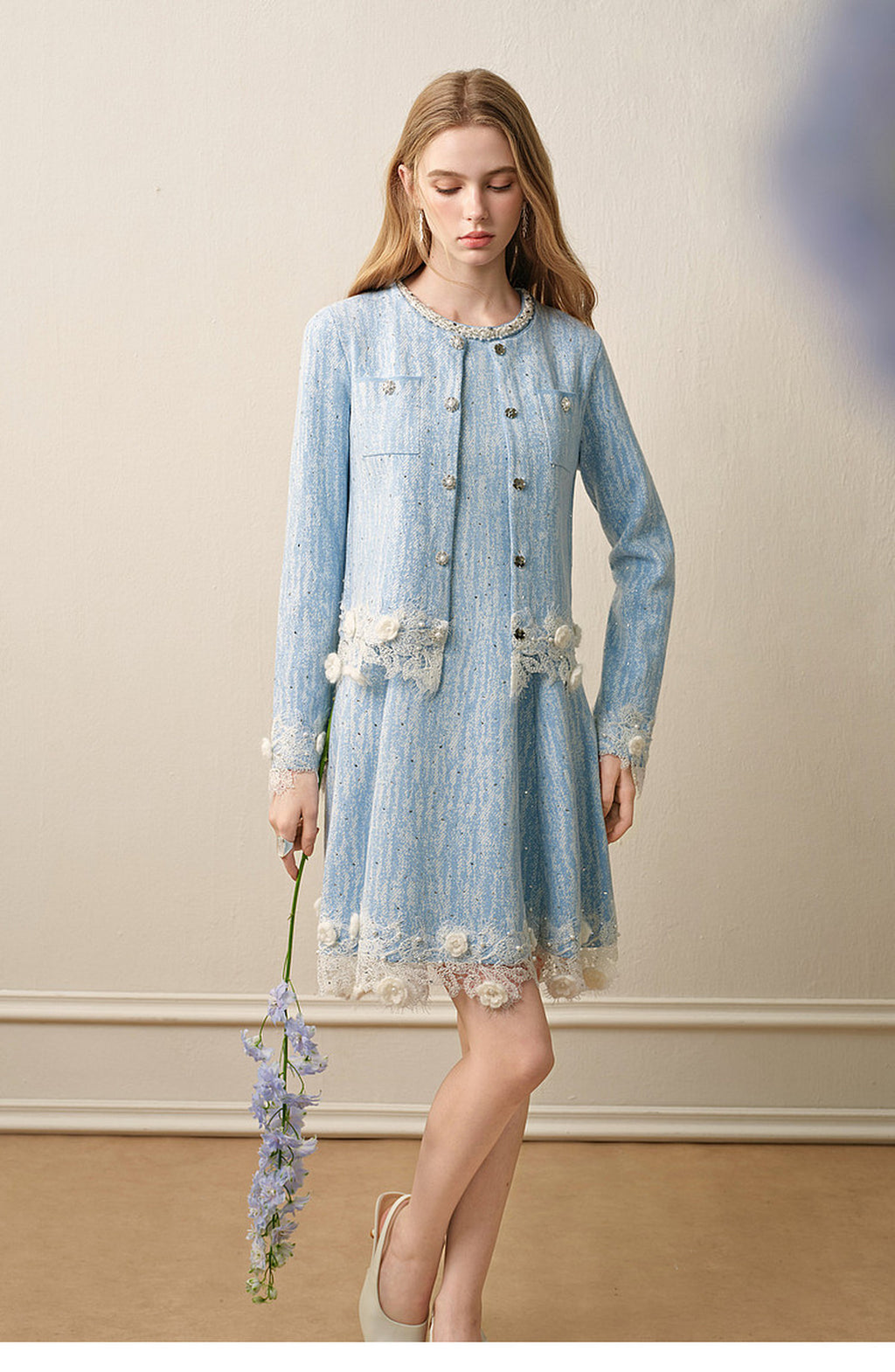 Azure Mist_Light Blue Knit Two-Piece Set