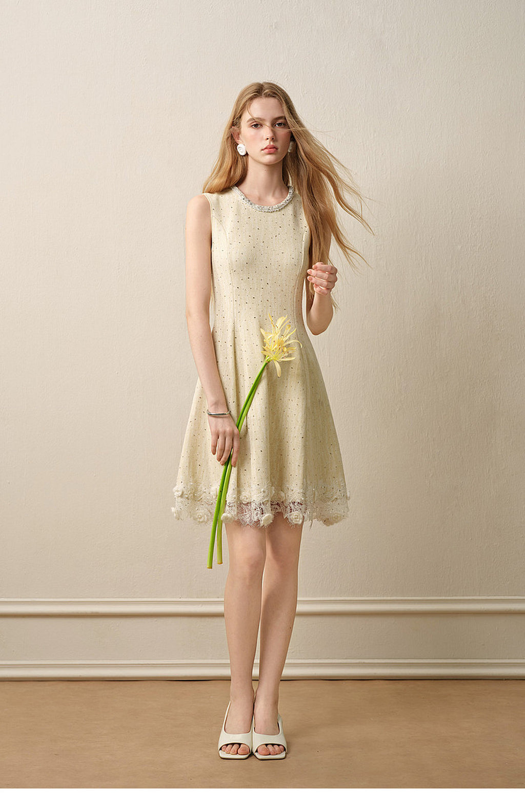 Light Yellow Knitted Mini Dress