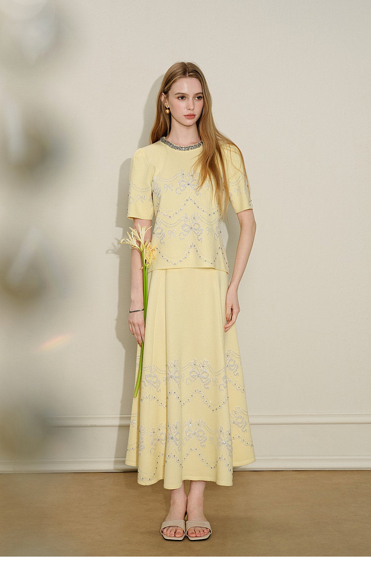 Lemon Baroque_Light Yellow Knit Two-Piece Set