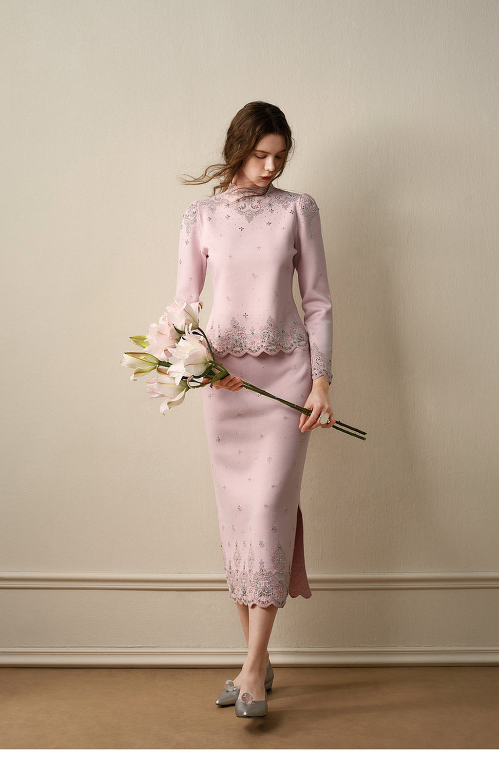 RoCoCo_Pink Knit Two-Piece Dress