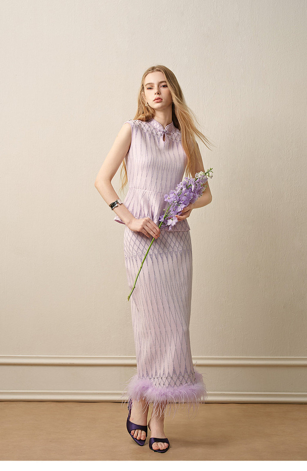 Purple Mist Galaxy_Light Purple Knit Two-Piece Set