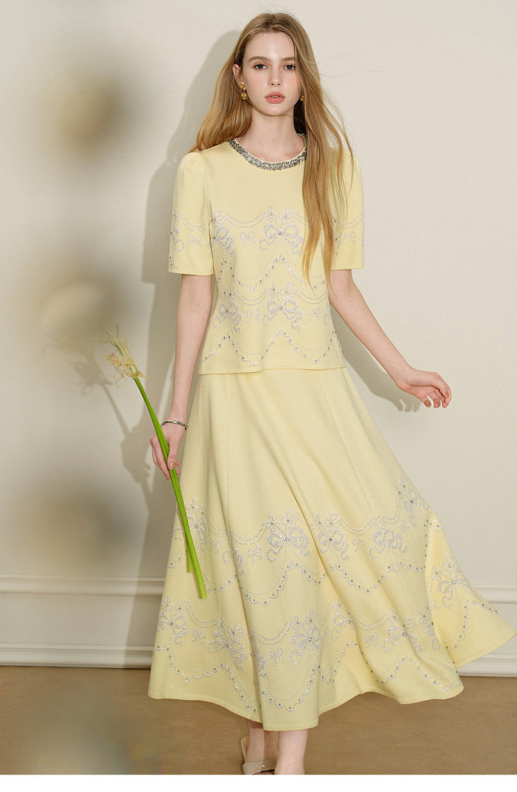 Lemon Baroque_Light Yellow Knit Two-Piece Set