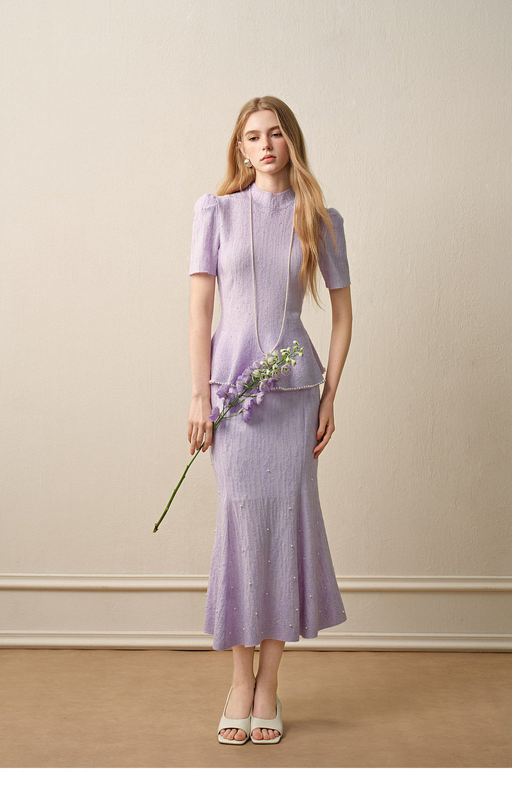 Tide Glow Gala_Light Purple Knit Two-Piece Set
