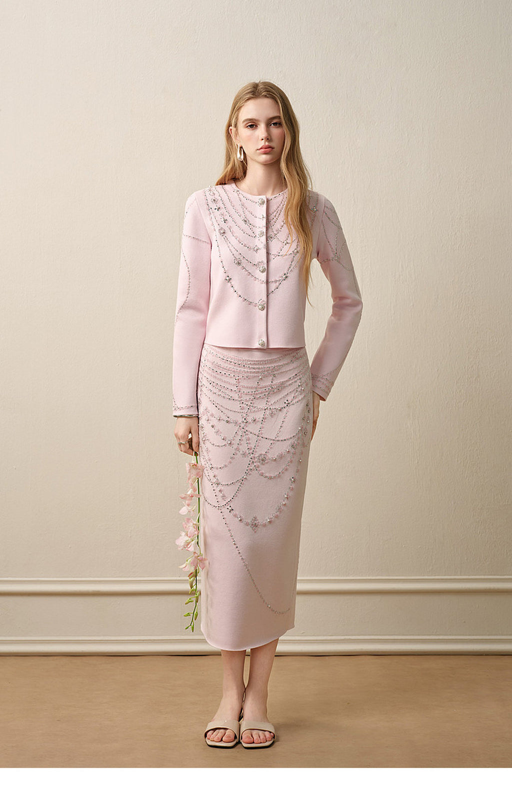 Autumn Tale_Light Pink Knit Two-Piece Set