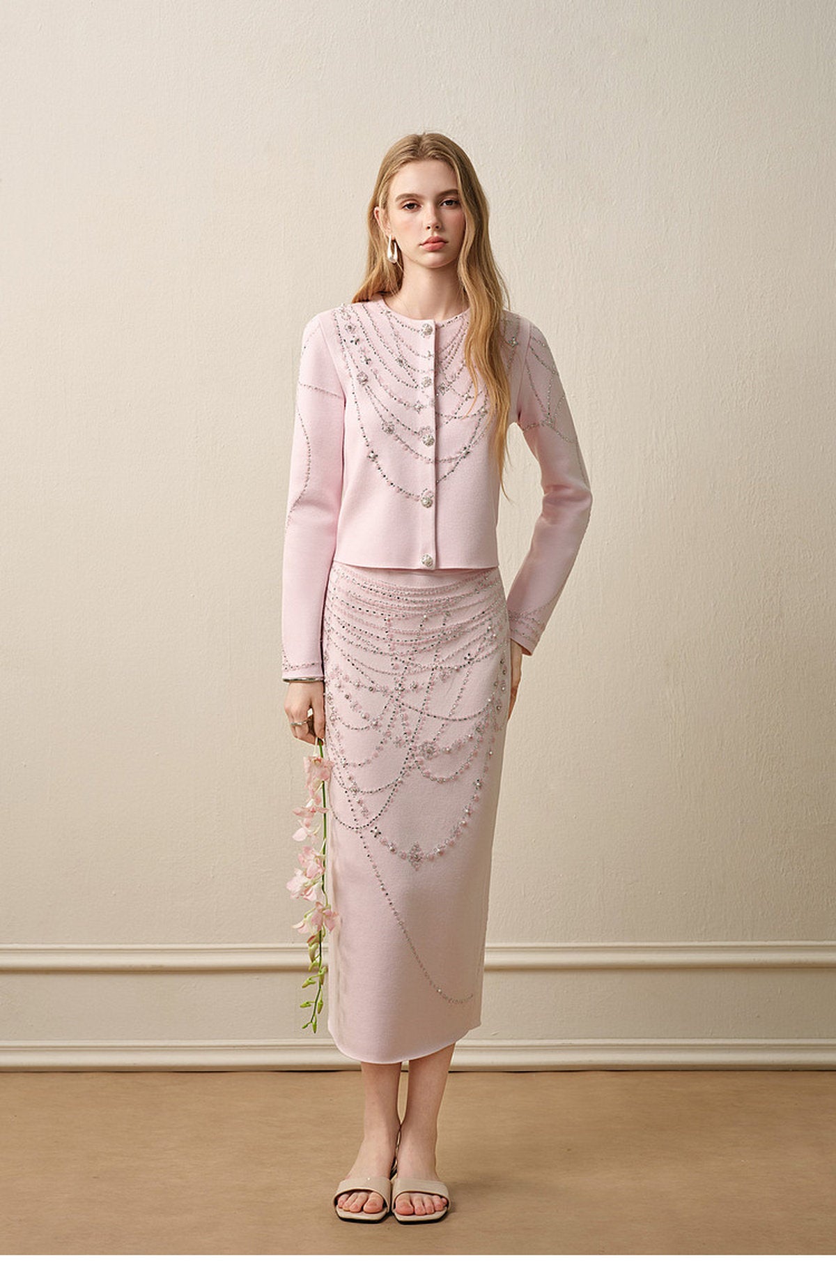 Autumn Tale_Light Pink Knit Two-Piece Set