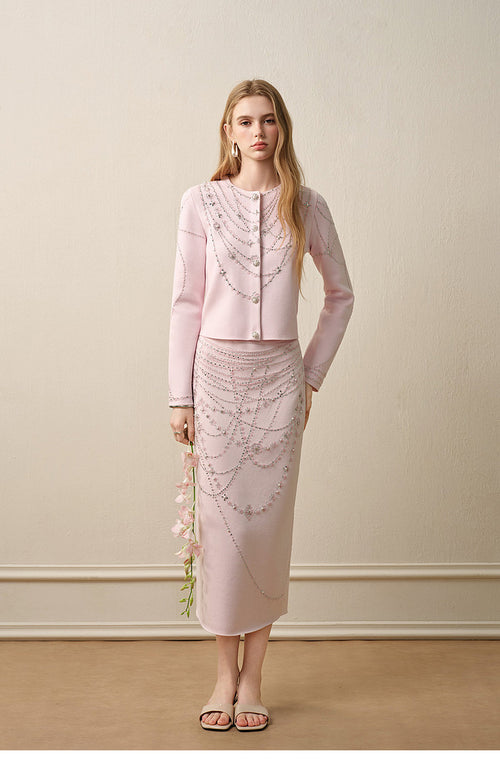 Autumn Tale_Light Pink Knit Two-Piece Set