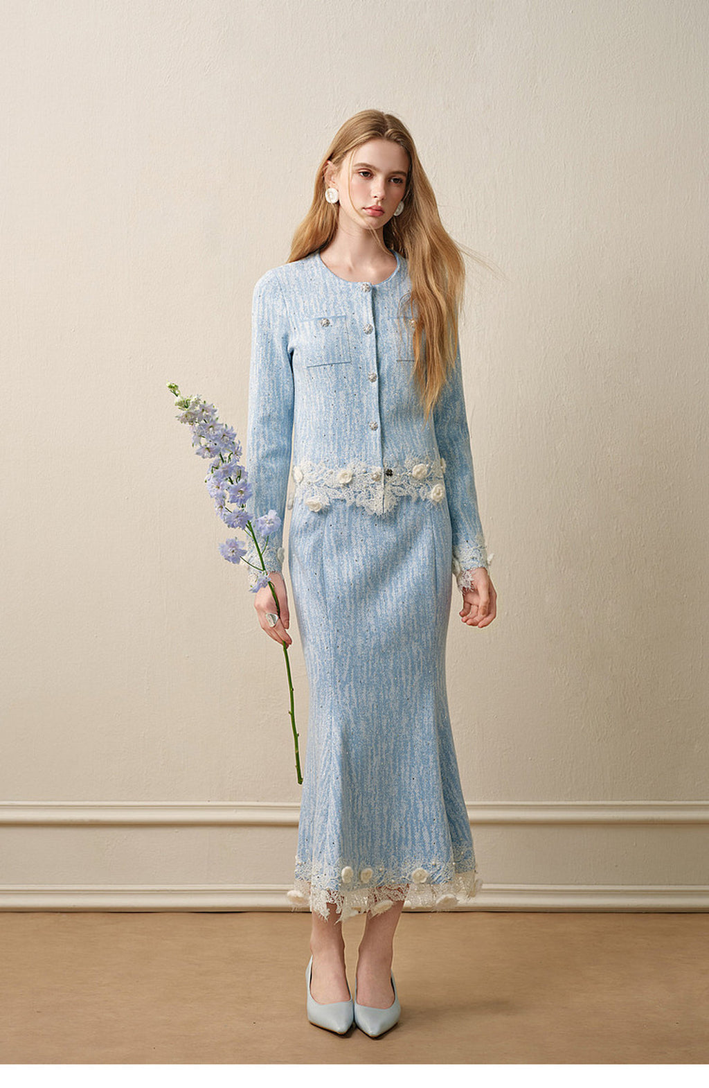 Blue Wave_Blue Knit Two-Piece Dress