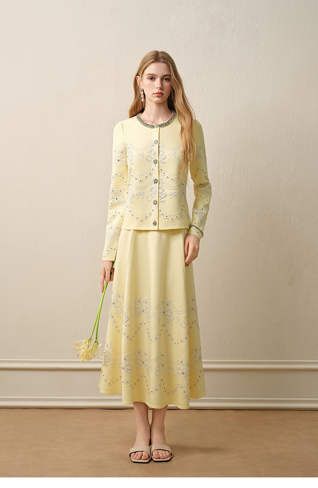 RoCoCo Memory_Pale Yellow Knit Long Dress