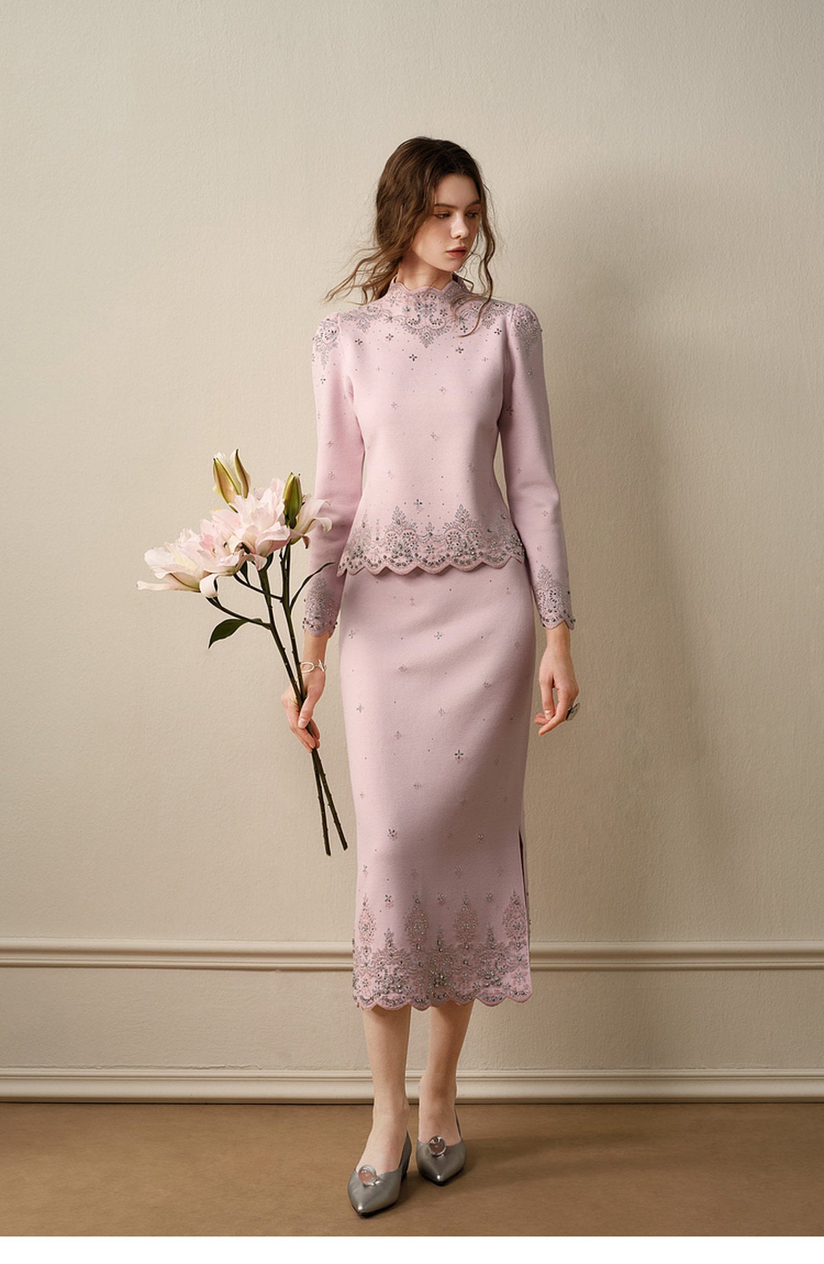 RoCoCo_Pink Knit Two-Piece Dress