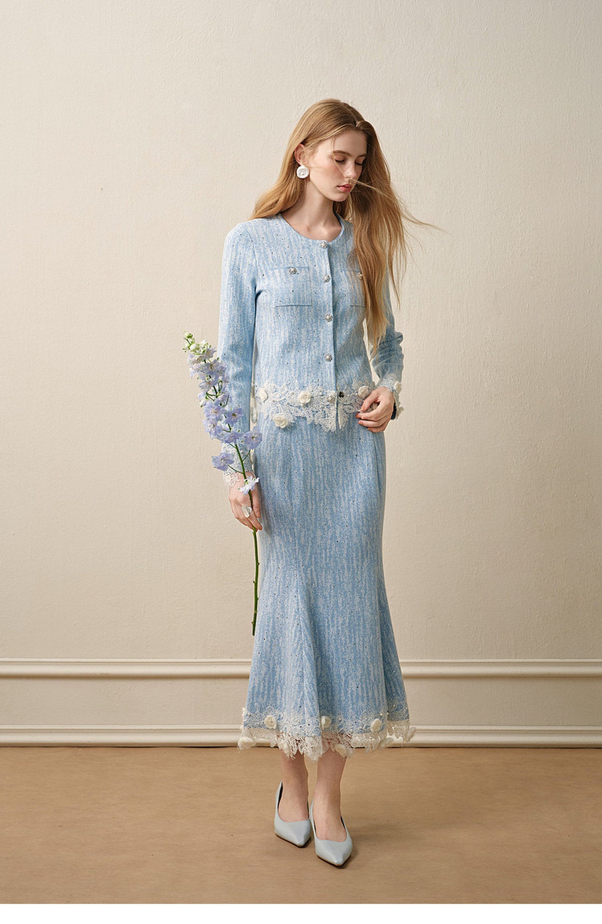 Blue Wave_Blue Knit Two-Piece Dress