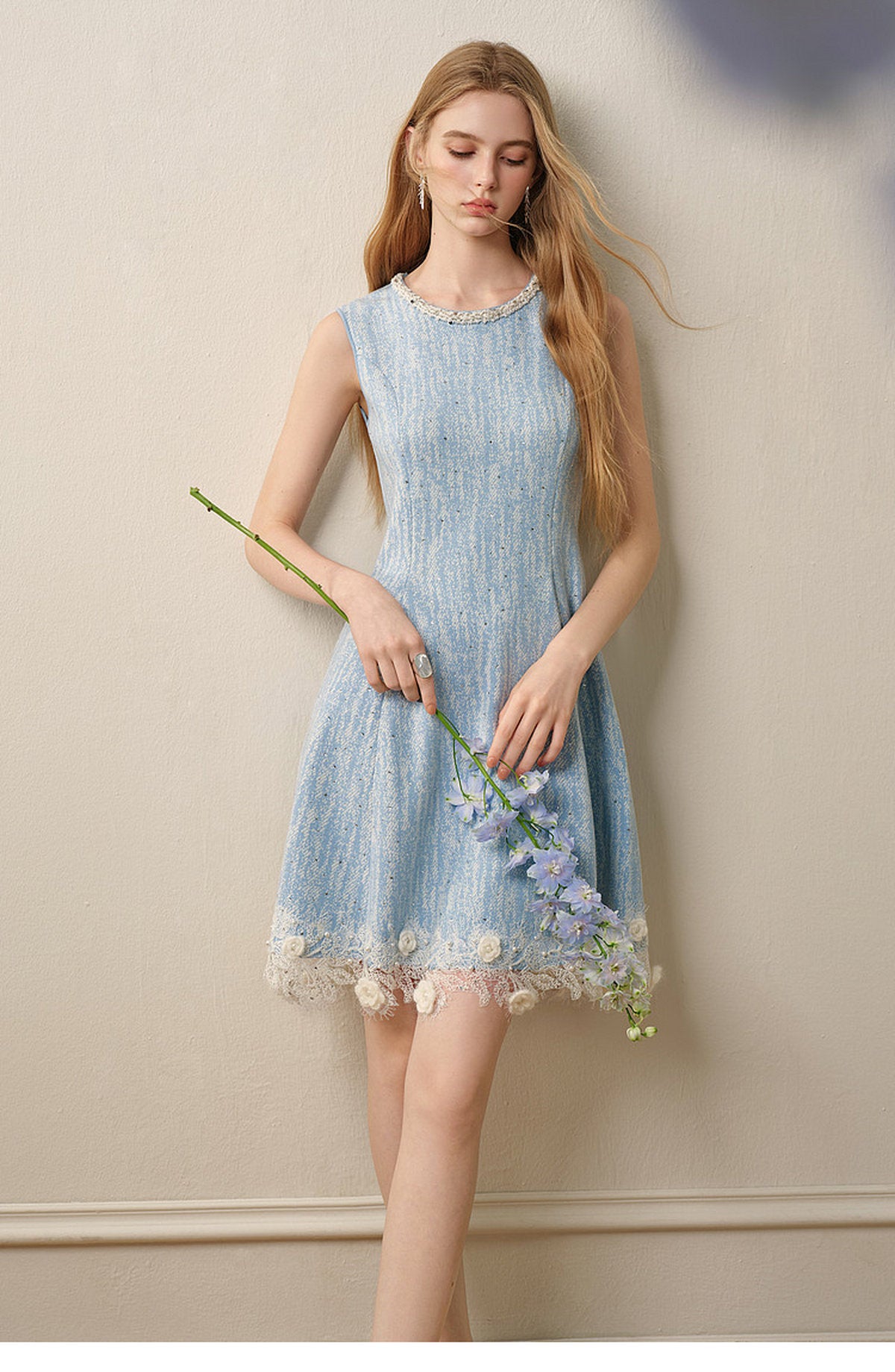 Azure Mist_Light Blue Knit Two-Piece Set
