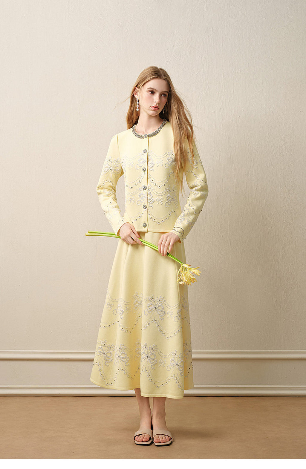 RoCoCo Memory_Pale Yellow Knit Long Dress