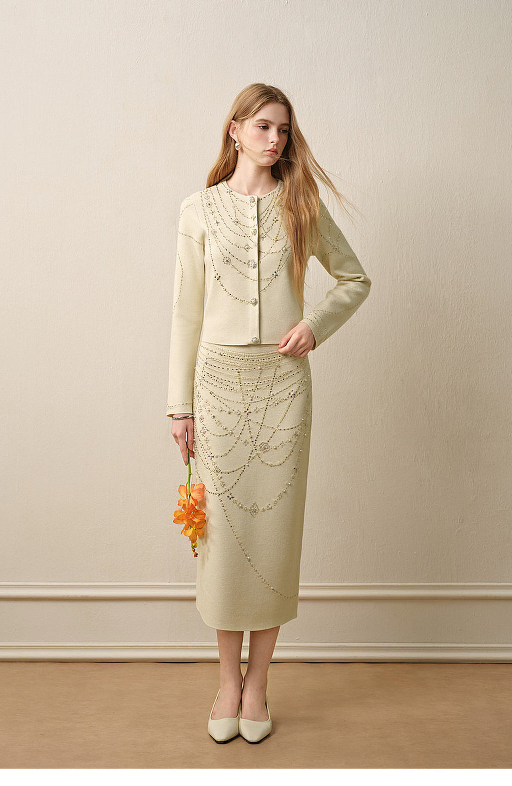 Soft Autumn Charm_Light Green Knit Two-Piece Set