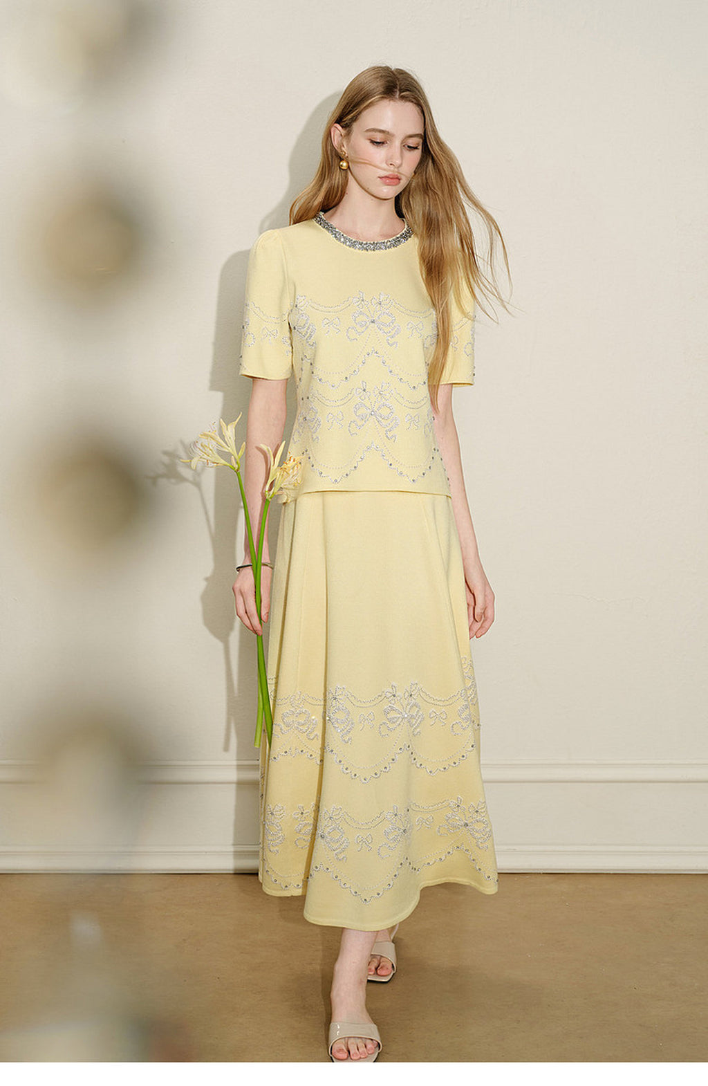 Lemon Baroque_Light Yellow Knit Two-Piece Set