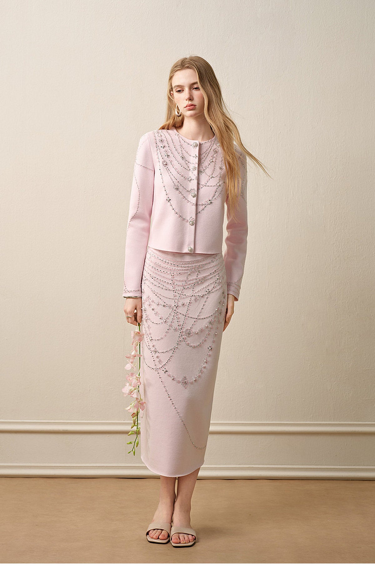Autumn Tale_Light Pink Knit Two-Piece Set