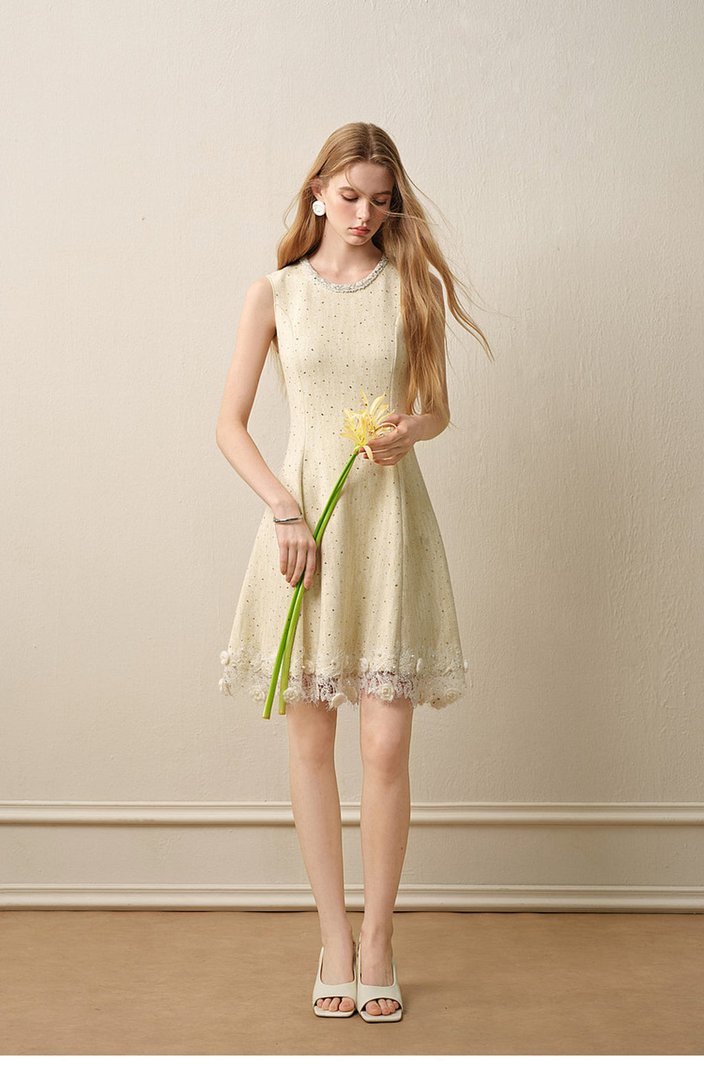 Light Yellow Knitted Mini Dress