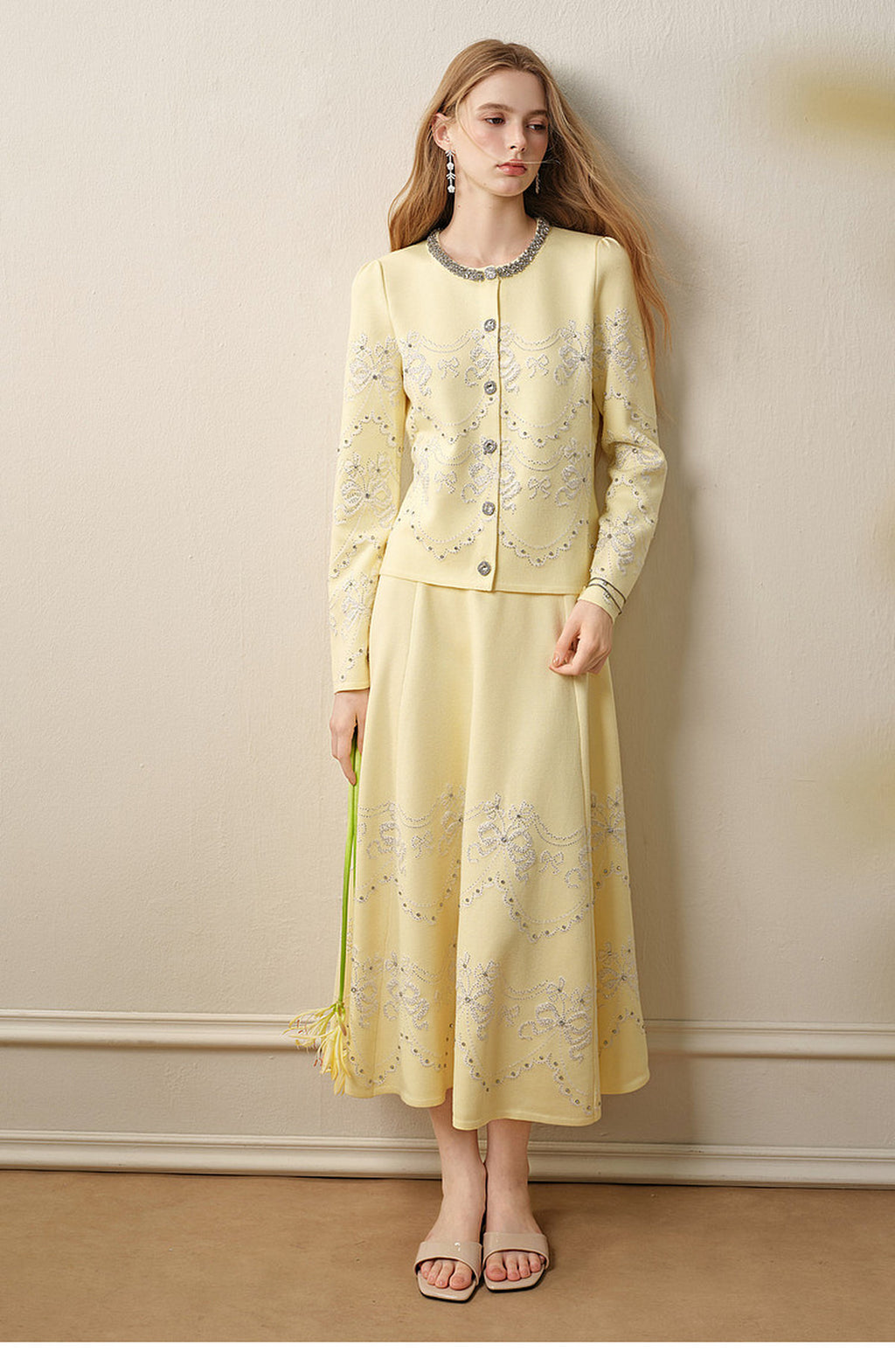RoCoCo Memory_Pale Yellow Knit Long Dress
