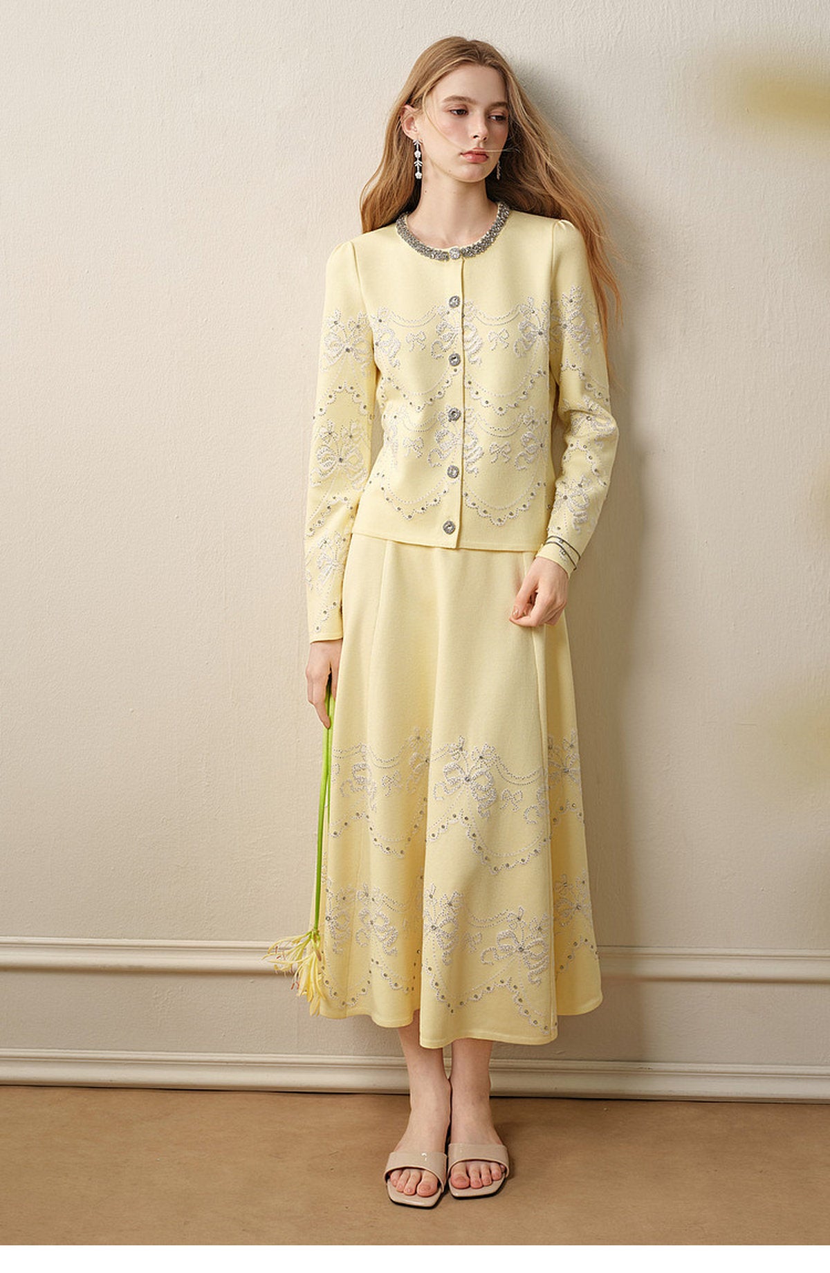 RoCoCo Memory_Pale Yellow Knit Long Dress