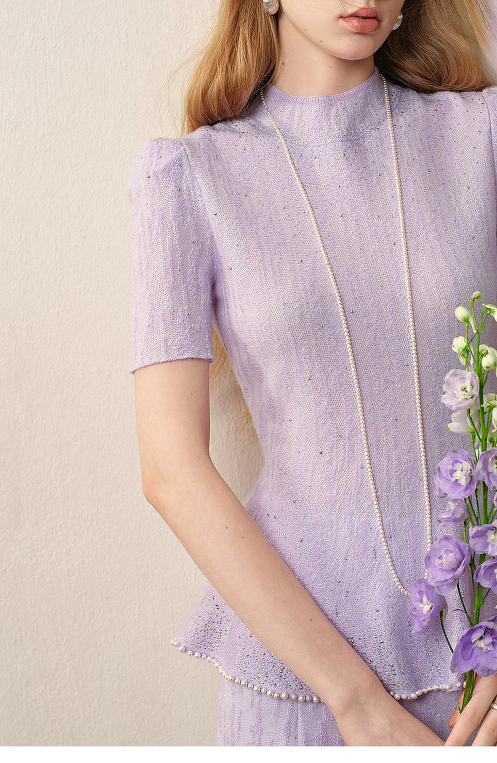 Tide Glow Gala_Light Purple Knit Two-Piece Set