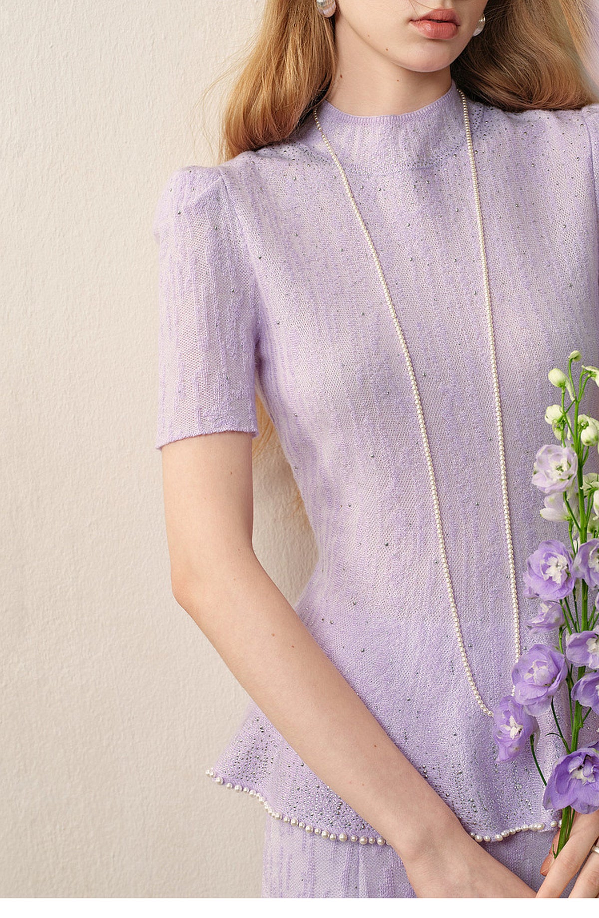 Tide Glow Gala_Light Purple Knit Two-Piece Set