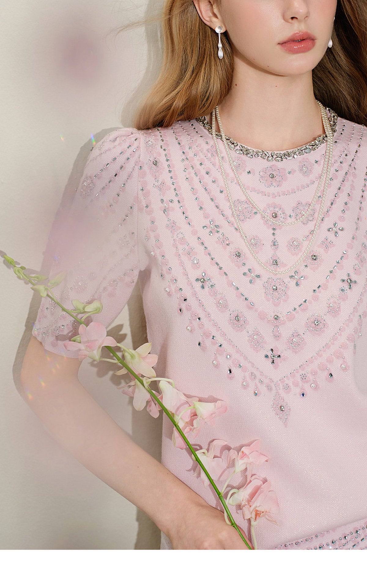 Maiden's Whisper_Light Pink Knit Two-Piece Set