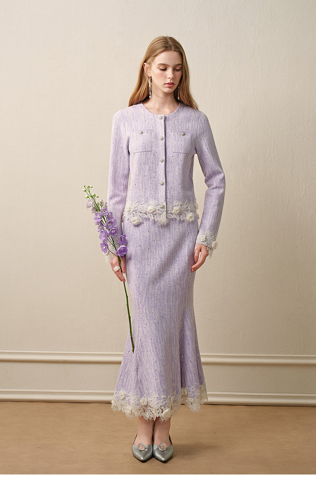 Lavender_purple Knit Two-Piece Dress