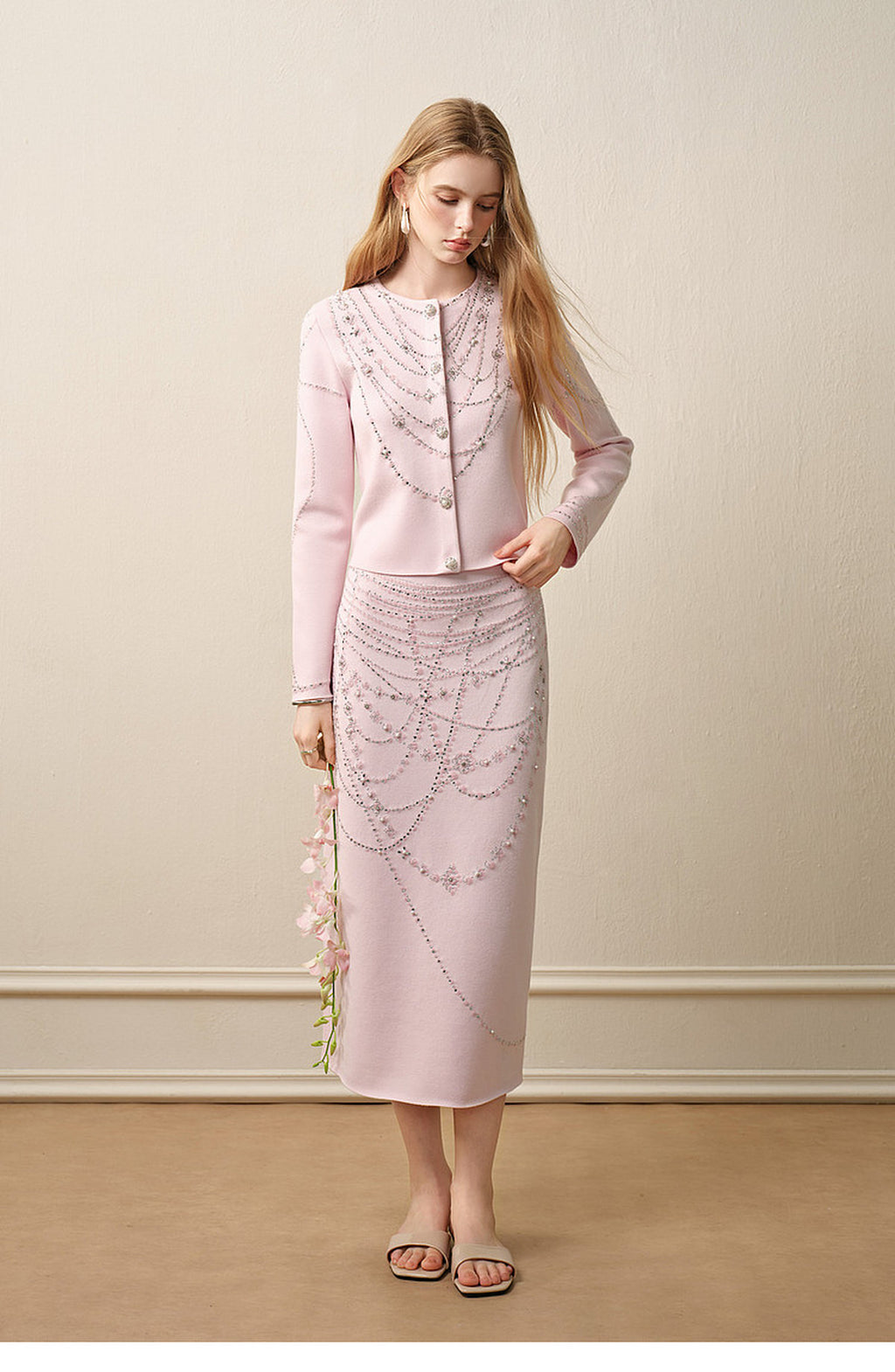 Autumn Tale_Light Pink Knit Two-Piece Set