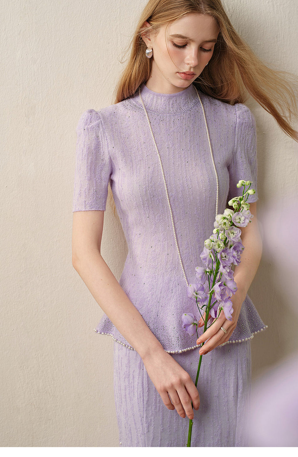 Tide Glow Gala_Light Purple Knit Two-Piece Set