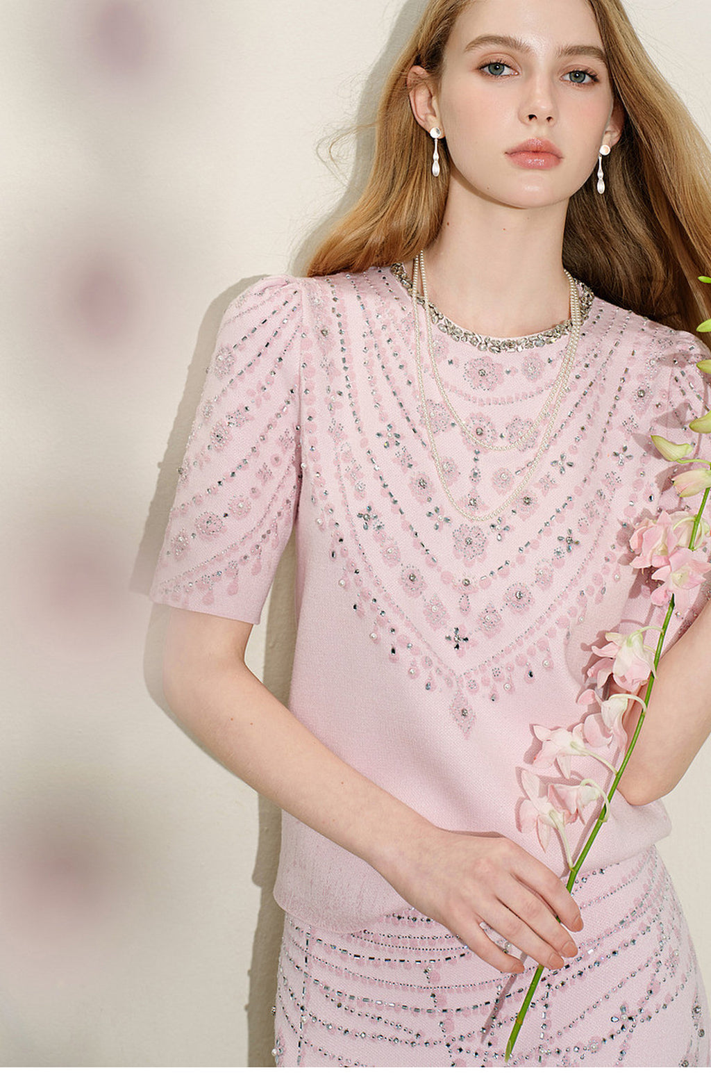 Maiden's Whisper_Light Pink Knit Two-Piece Set