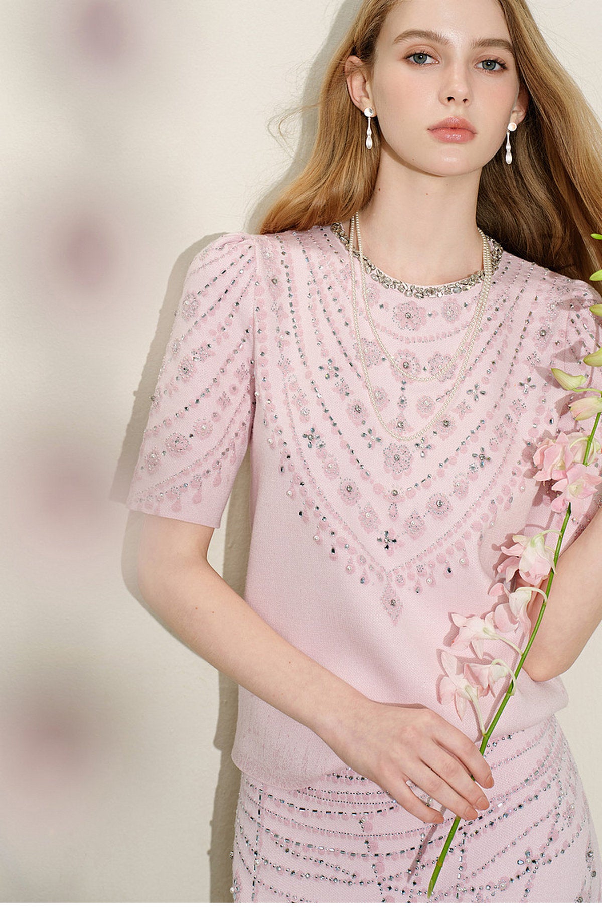 Maiden's Whisper_Light Pink Knit Two-Piece Set